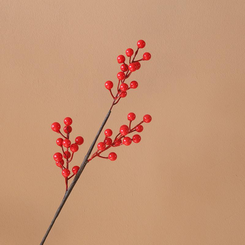 Red Fruit Golden Berry Chinese New Year Spring Festival Home Decoration Simulation Flower Golden Eucalyptus Leaf Small Fan Leaf