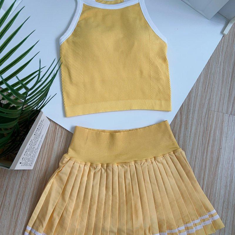 Yoga Clothes, Tennis Skirt, Sports Quick-Dry Skirt, Lined Fitness Skirt, Pickleball Skirt, One-Piece Cup Vest Set