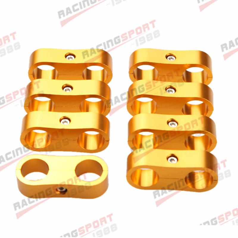 

8PCS Universal aluminum AN-3 AN3 3AN ID 9.5mm Billet Oil Fuel Water Hose Tube Seprator Divider Clamp line separator Kit золотистый