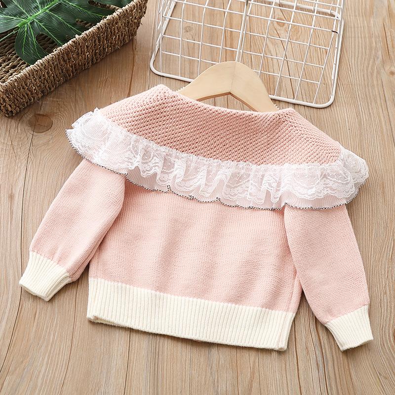 Dziewczęca dzianina Odzież dziecięca Sweter rozpinany Wiosna Jesień Jednolity kolor Śliczne dziewczynki Płaszcz Top