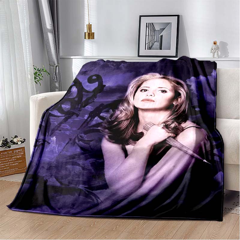 Buffy The Vampire Slayer Flanelldecke, Weiche Leichte Überwurfdecke mit Logo-Druck für Sofa Couch Schlafzimmer Heimdekoration