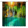 Natural Scenery Waterfall Shower Curtain Plant Lake River Landscape Bath Decor Bathroom Waterproof Polyester Cloth Curtain