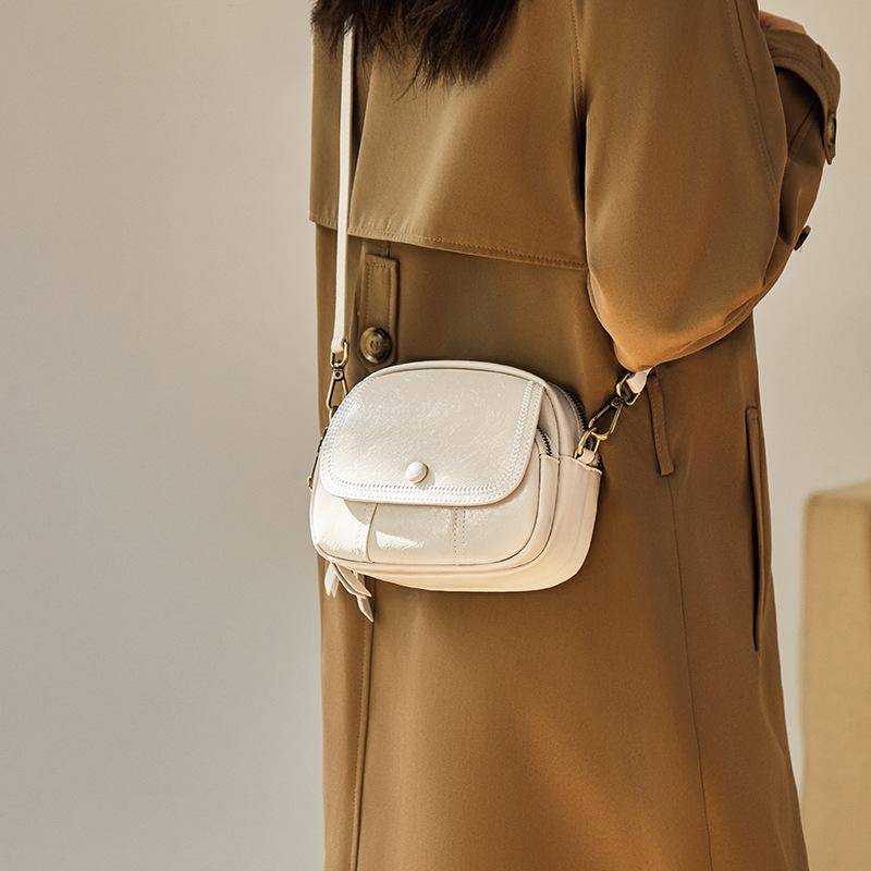 Mrs. Qiao Bag Women 2025 New Niche Mini Bag Single Shoulder Crossbody Bag Women Genuine Leather Small Round Bag Women