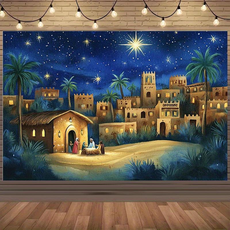 2D Background "Under the Starry Sky of Bethlehem: A Scene Background That Adds Mystery and Warmth To Your Festival Gathering