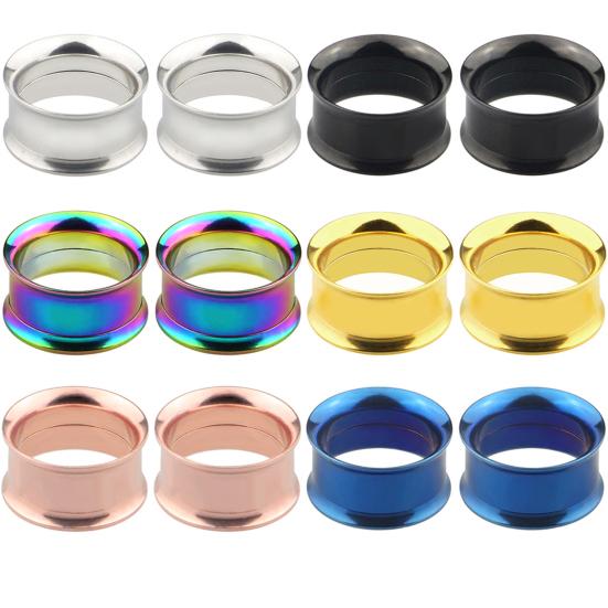 1Pc Ear Expander Solid Color Skin-friendly Stainless Steel Double Flared Ear