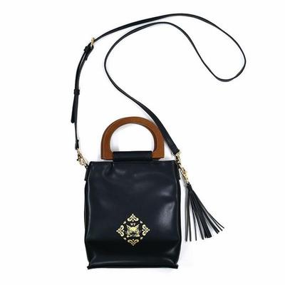 Cat Dayan Synthetic Leather Handle 2WAY Bag Tile Black [Wachifield]