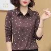 Women S Long Sleeve Polo Collar Striped Slim Fit Casual Blouse