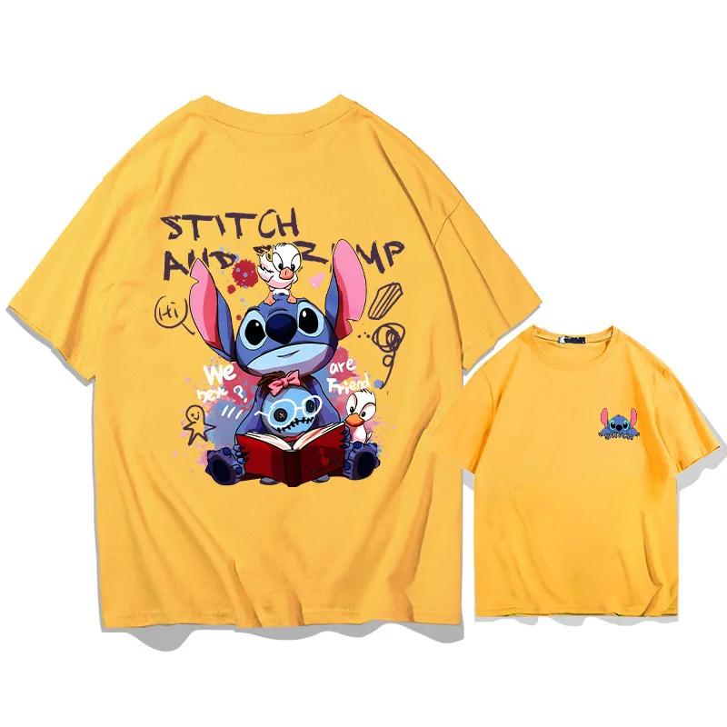 2026 New Fashion Anime Stitch Cartoon Anime Womens Crew Neck Loose Large Size Breathable Comfort Short Sleeve TShirt