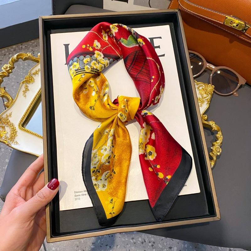 High-end large square scarf silk scarf women's new versatile neck summer thin bag head mother scarf with shawl