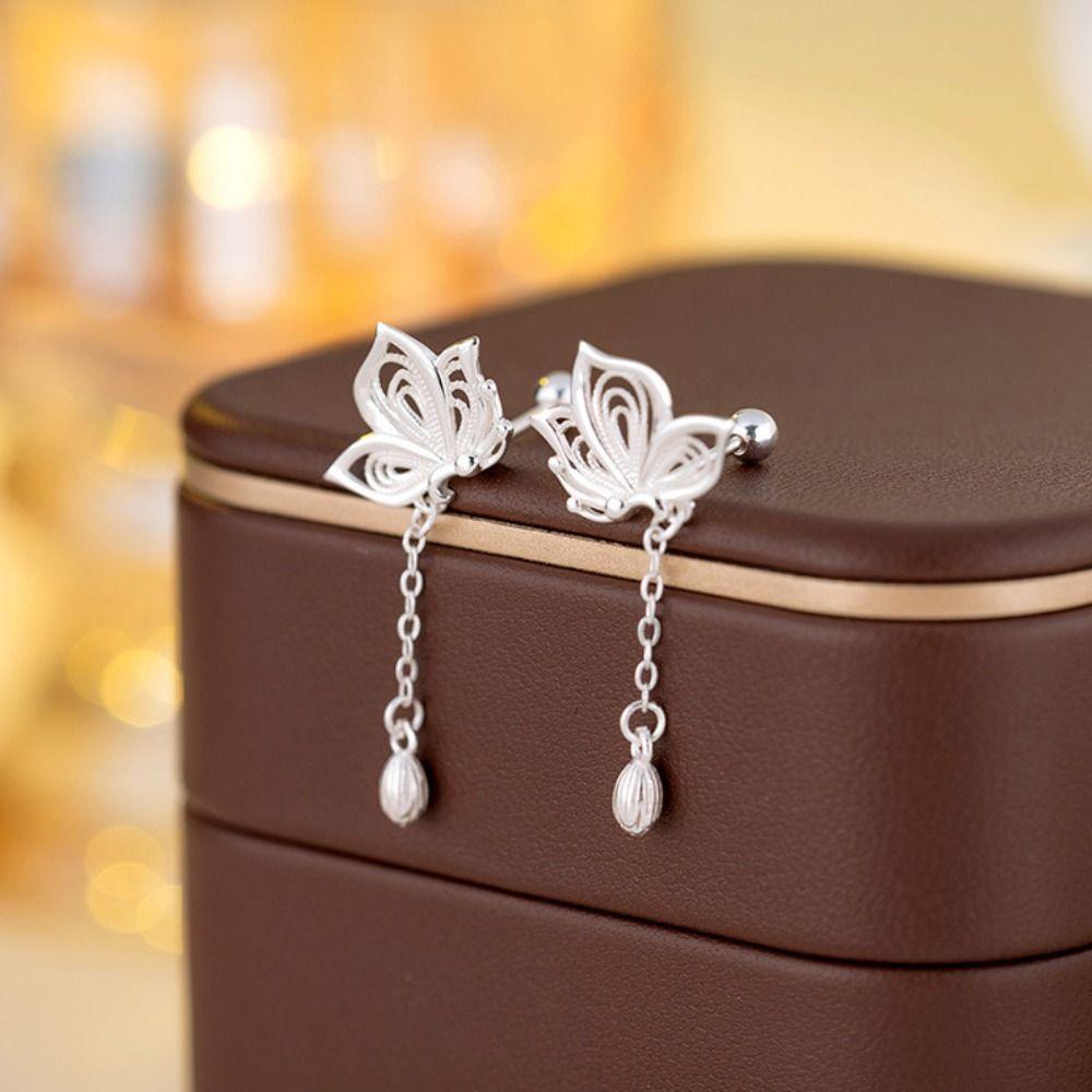 Creative Hollow-out Drop Earrings New Design Sweet Tassel Earrings Butterfly Earrings  Daily Wear