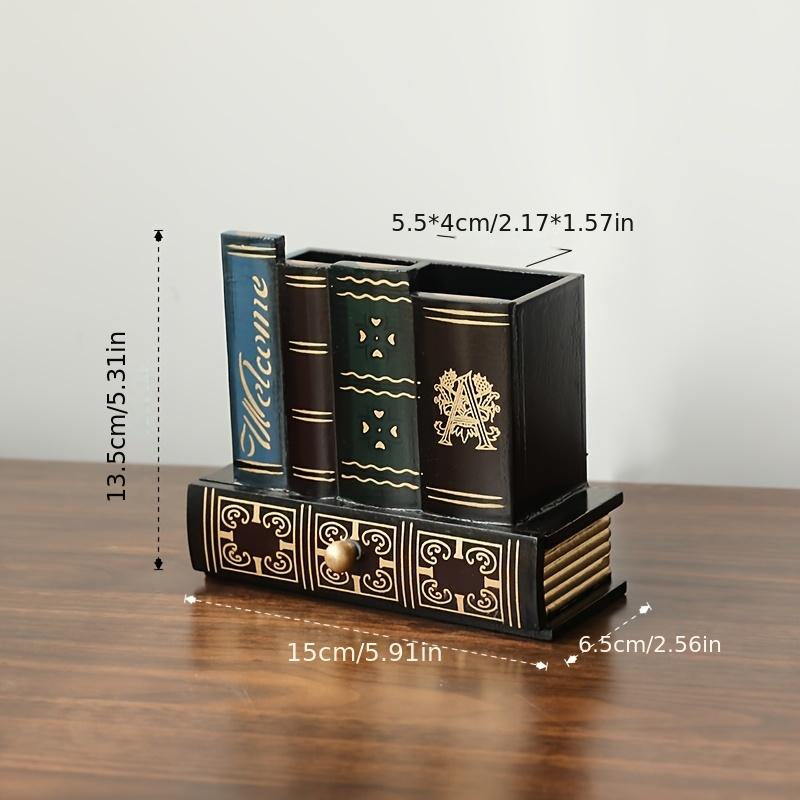 Vintage European Wooden Pen Holder - Creative Desk Organizer And Decorative Storage Box