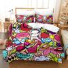 Hip-hop Bedding Set Colorful Soft Brushed Washable Duvet Cover Set King Queen Twin Single Size for Kids Boys Birthday Gifts