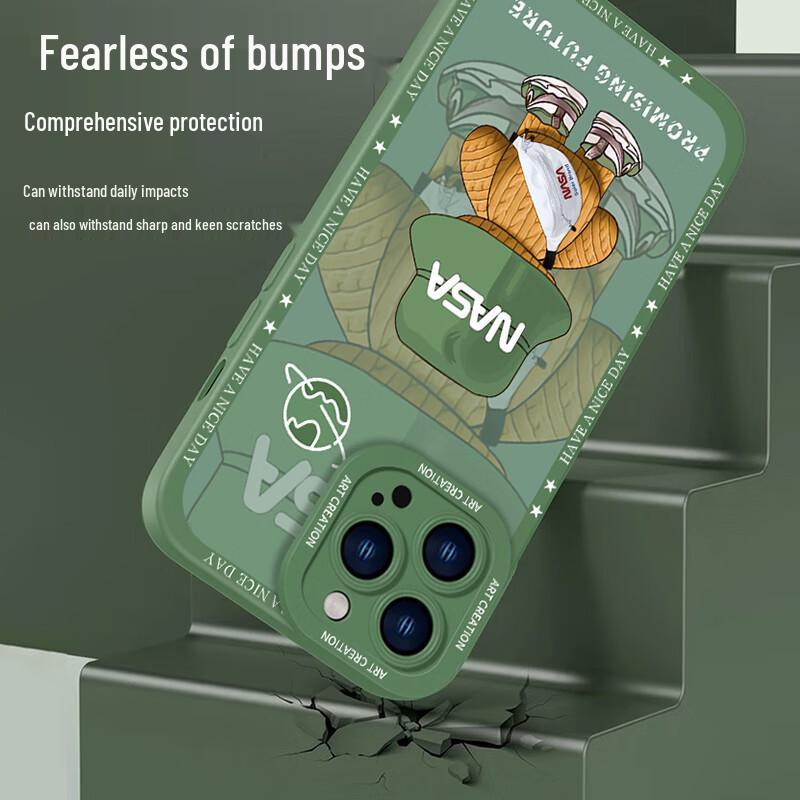 Naiya Cartoon Silikon iPhone Hülle mit Panzerglas-Linsenschutz