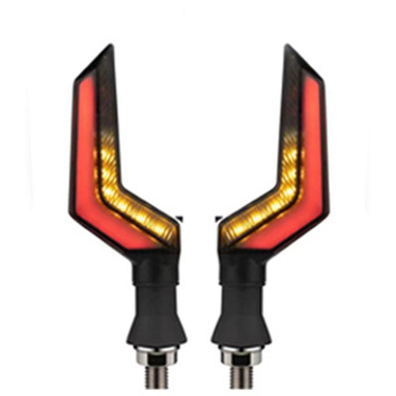 12V Motorcycle LED Turn Signal Lamp Dual-Color LED Flowing Turn Signal Light Motorbike Indicators Led ABS Airfoil Tail Flasher