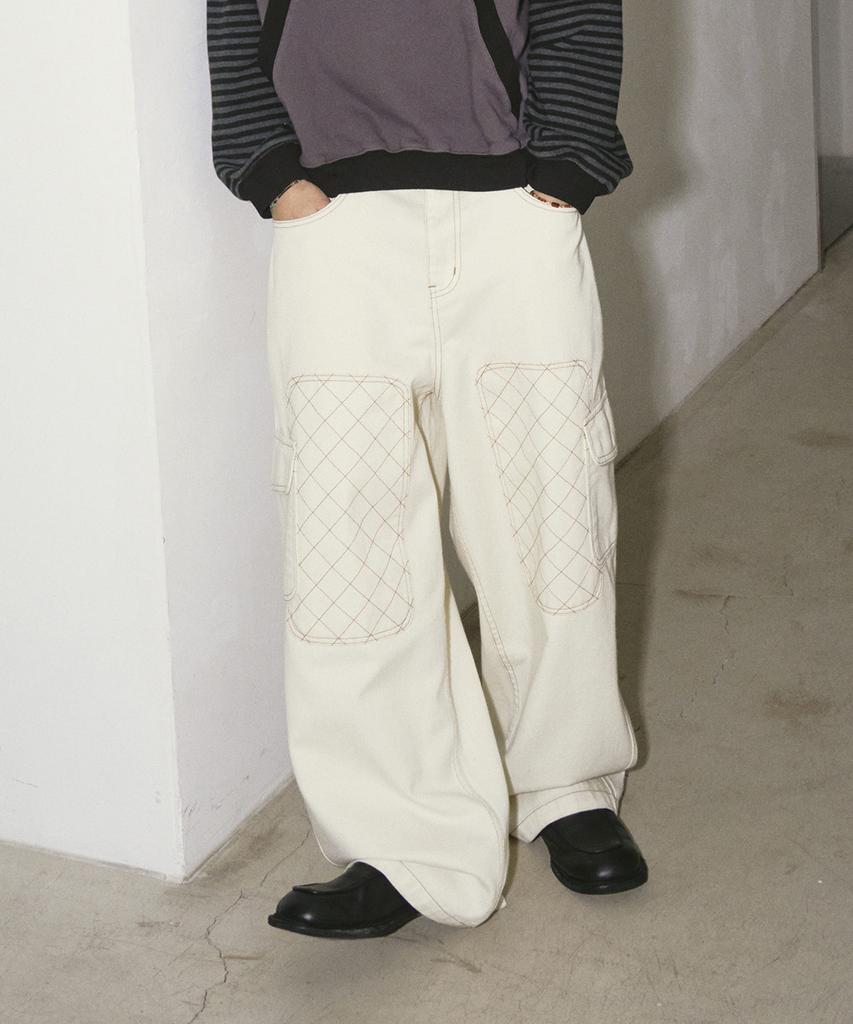 TRAVEL Stitch Pocket Carpenter Pants Ivory