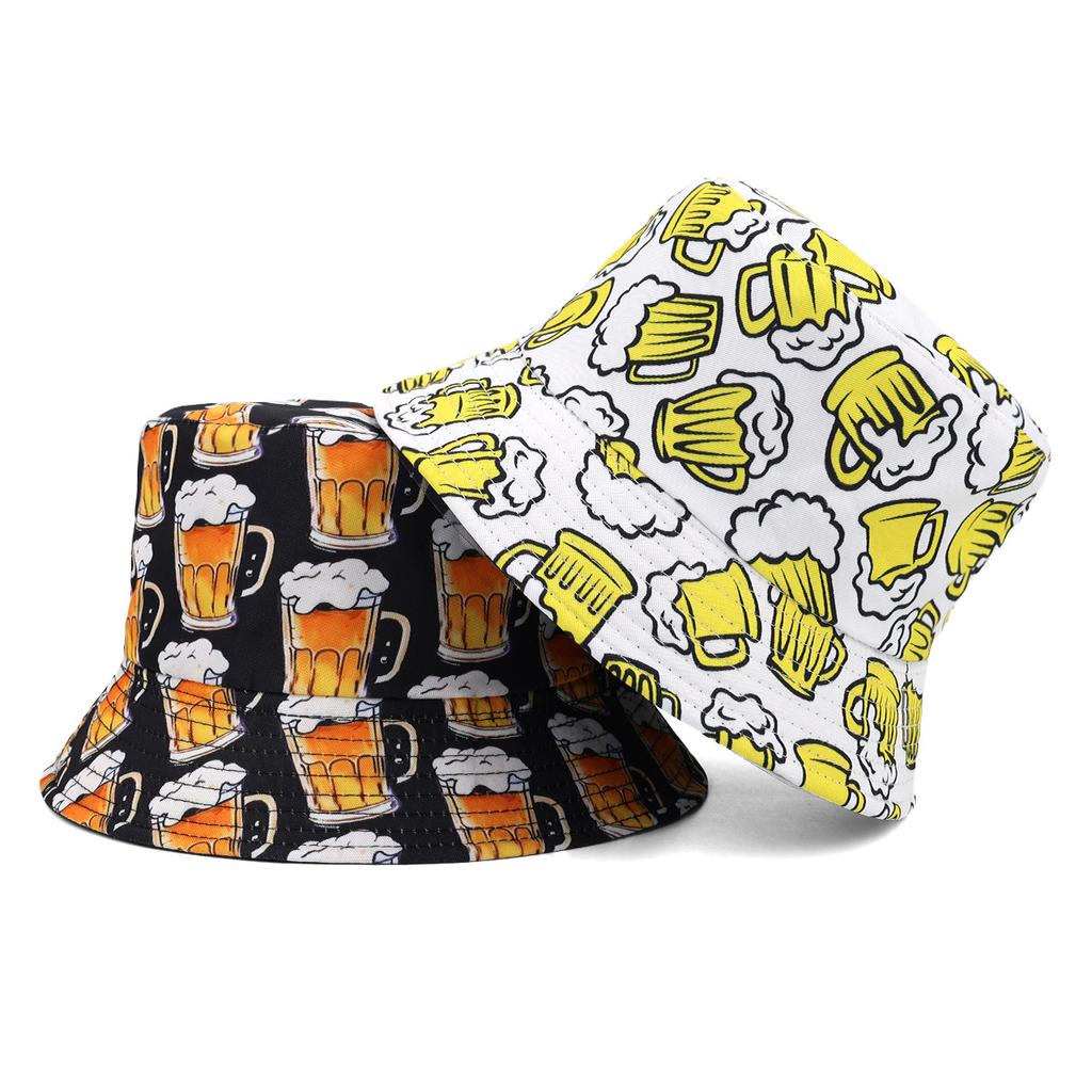 Cappello a Secchiello con Stampa Birra Festa Festival Decorare Cappello da Pescatore Donna Uomo Estate Esterno Protezione Solare Panama Reversibile Cappello Sole Gorras
