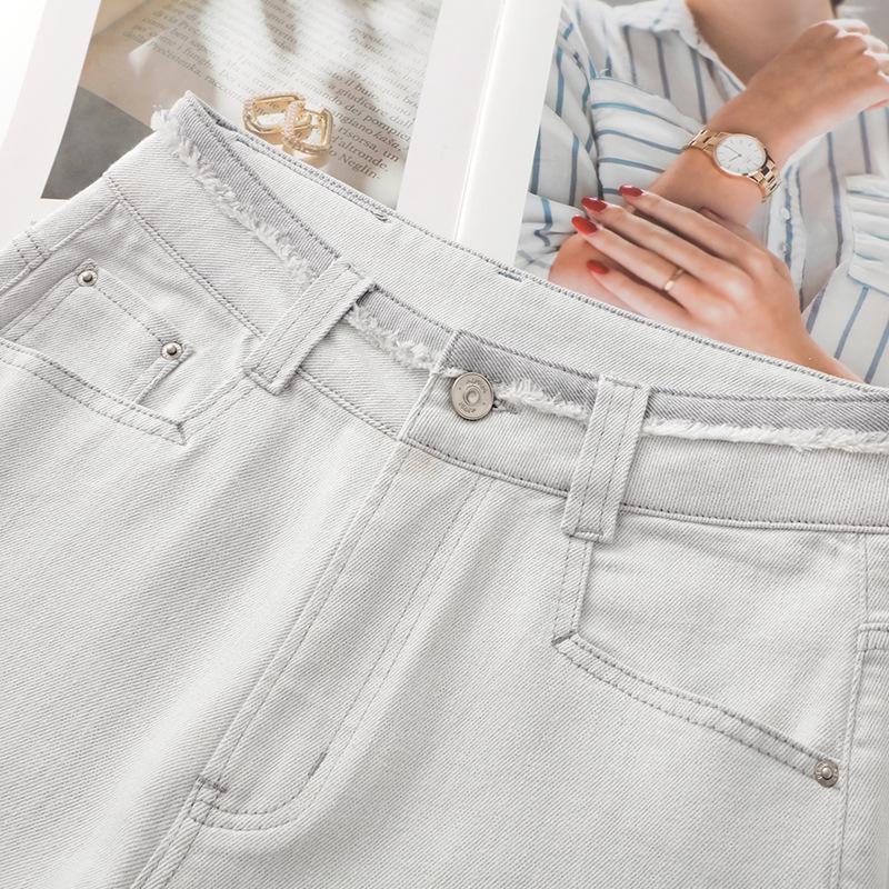 Women's Light Gray High-Waisted Wide-Leg Jeans - Slim-Fit Straight-Leg Trousers for Spring/Summer 2025.