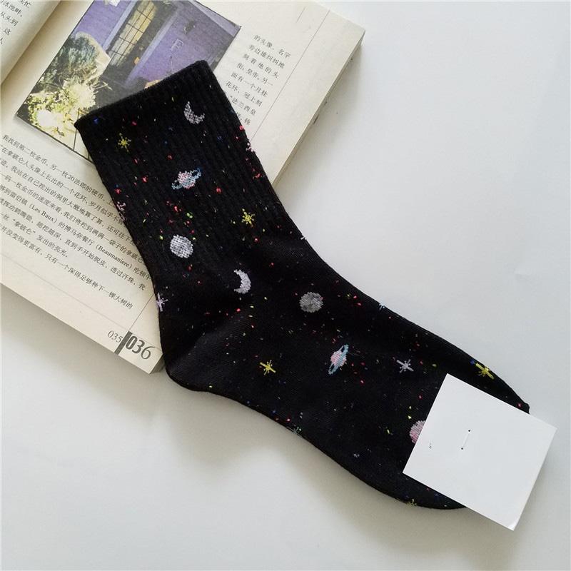 [COSPLACOOL]Harajuku Planet Point Yarn Funny Socks Japanese Creative Moon Stars Socks Women Warm Cute Novelty Femme Sokken Meias