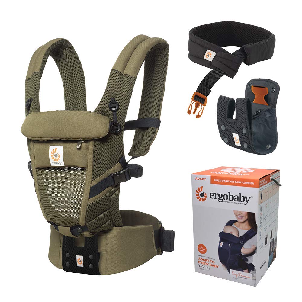 Ergobaby Cool Air Baby 3D Air Machine with Authentic Japanese 1 x 1 Adapt/Loden Carrier, Mesh, Lightweight, Washable, Warranty,