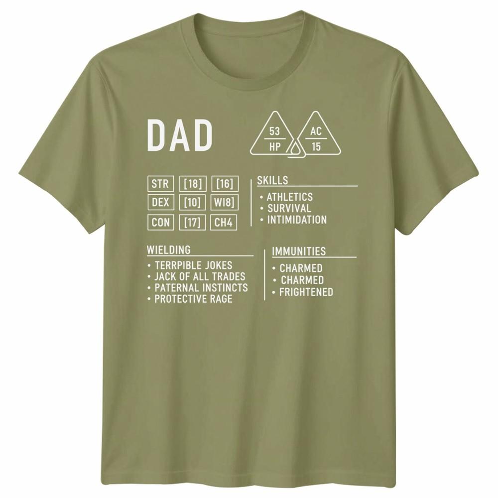 Dad Dungeons Unisexs T Shirt Dragons Character Sheet Fathers Day Gift Dnd Rpg