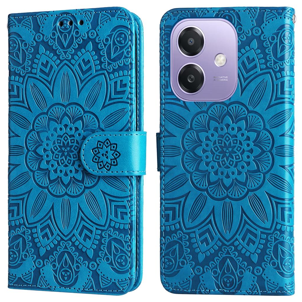 For Oppo A5x 5G/A3x 4G/A3x 5G (India) Case Sunflower Imprint Leather Wallet Phone Cover
