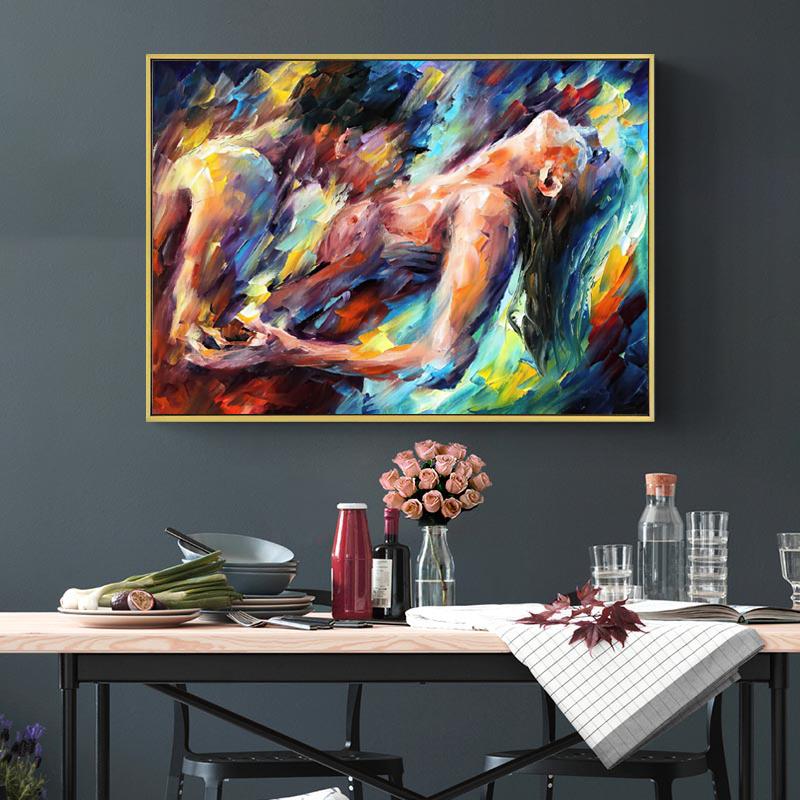 Abstract Body Graffiti Art Passion Sexy Naked Couple Posters and Prints Canvas Paintings Wall Art Pictures for Living Room Decor