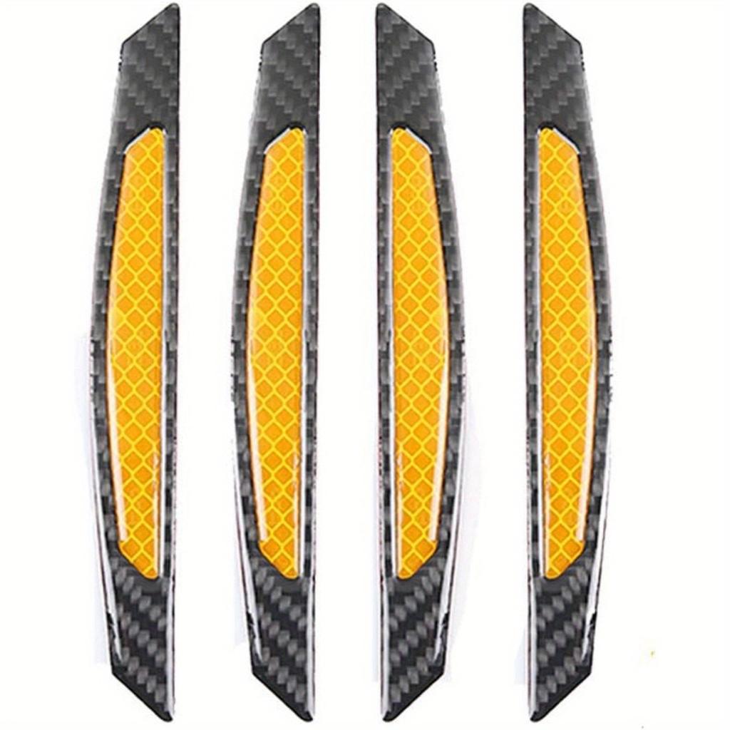 3D Super Red Reflective Stickers Black Real Carbon Fiber Strips Car Side Door Edge Bumper Anti-Scratch Protection Guards Trim Stickers Universal