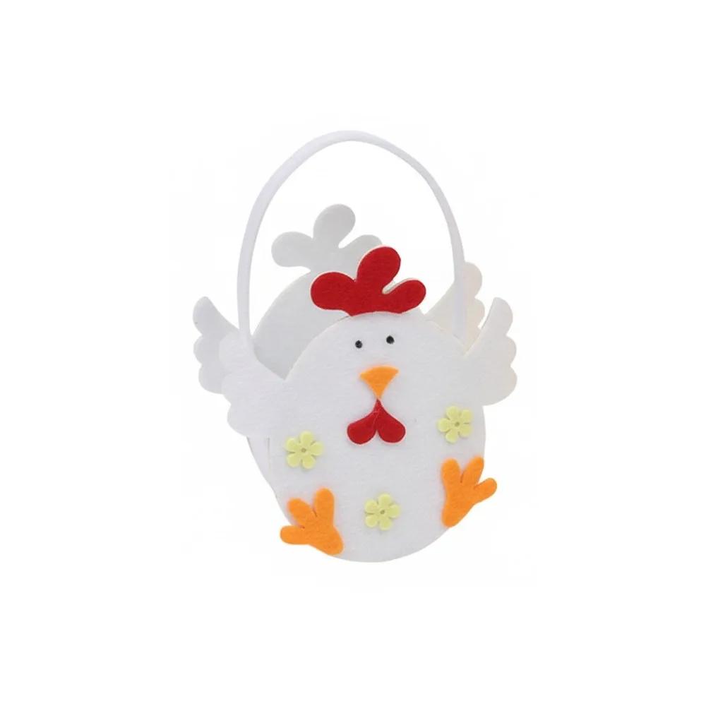 Practical Colorful Easter Felt Basket Cartoon Cute Chicken Tote Bag with Handle Candy Gift Bag Children Gifts