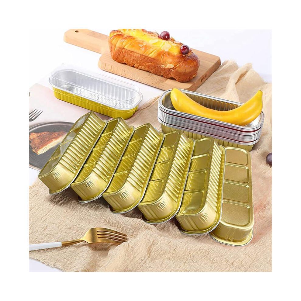 50 Stück Einweg-Aluminium-Backformen Brotpfannen Rechteckige Muffinformen Schmale Kuchenformen für Party