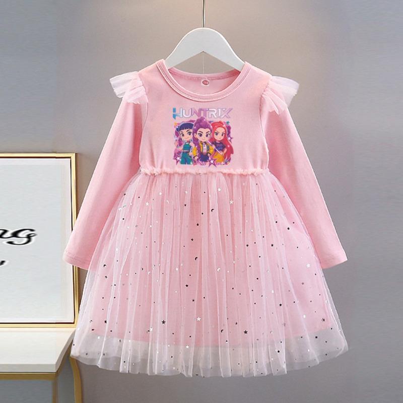 

New children s clothing girls dress spring and autumn children s tutu skirt HUNTR/X princess dress witch hunter skirt 90 розовый