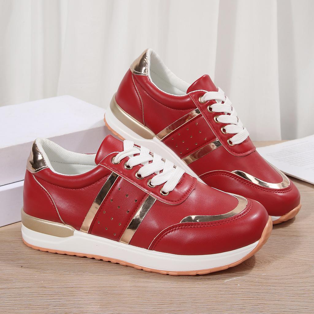 New Women Sneakers Platform Shoes Leather Patchwork Casual Sport Shoes Ladies Outdoor Running Vulcanized Shoes Zapatillas Mujer