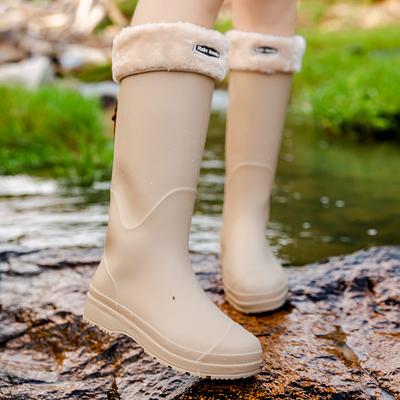 Outdoor Mode Wasserdichte Regenstiefel für Damen Hoch Lässig Vielseitig Gezeiten-Regenstiefel Regenschuhe Outdoor-Stiefel Rutschfeste Schuhe