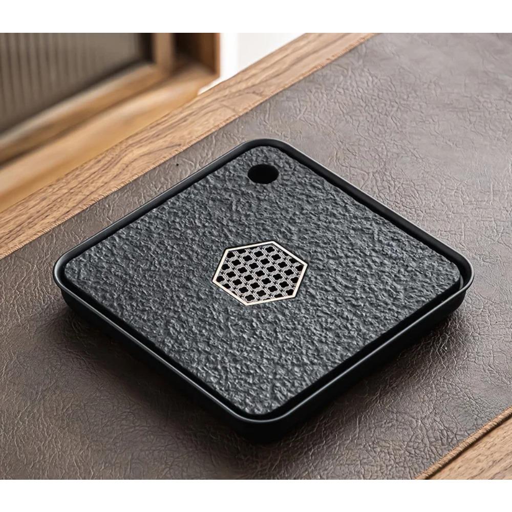 Imitație Piatră Ugjin Tavă de Ceai Drenaj Apă Uscat Tavă cu Bule Izolat Termic și Rezistent la Căldură Depozitare Set de Ceai Accesorii pentru Ceremonia Ceaiului