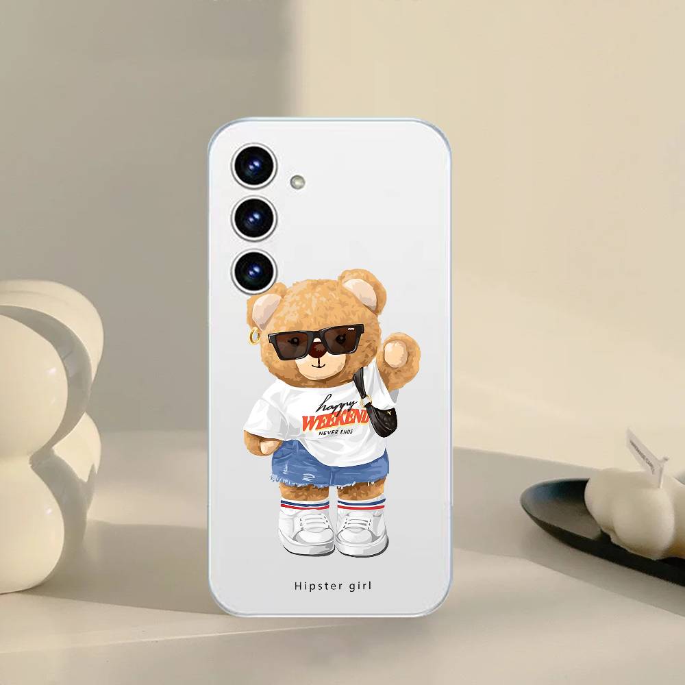 Teddy Bear Phone Case For Samsung Galaxy A52 A12 A51 S21 Edge S22ULTRA S23 S24 S20LITE Plus Ultra Transparent Cover