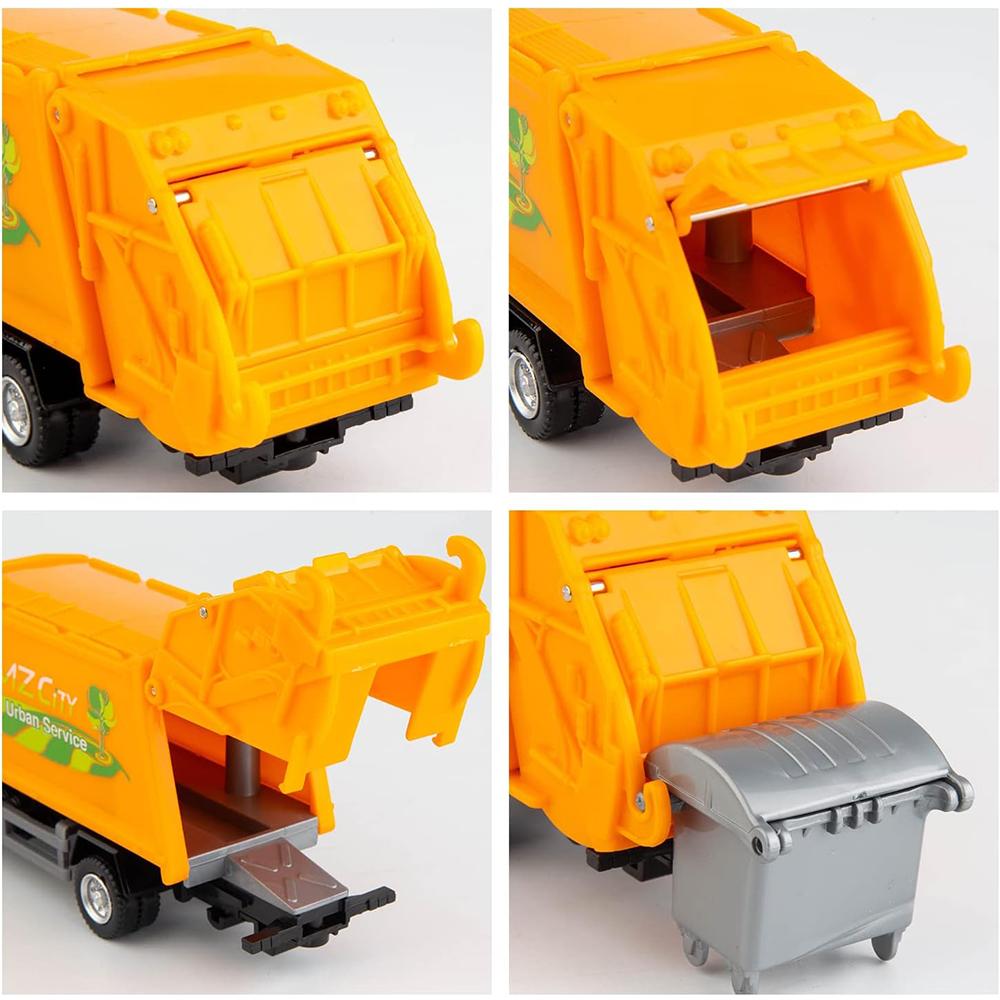 1/64 Man Garbage Truck Trash Bin Model Car Diecast Gift Toy Vehicle Kid