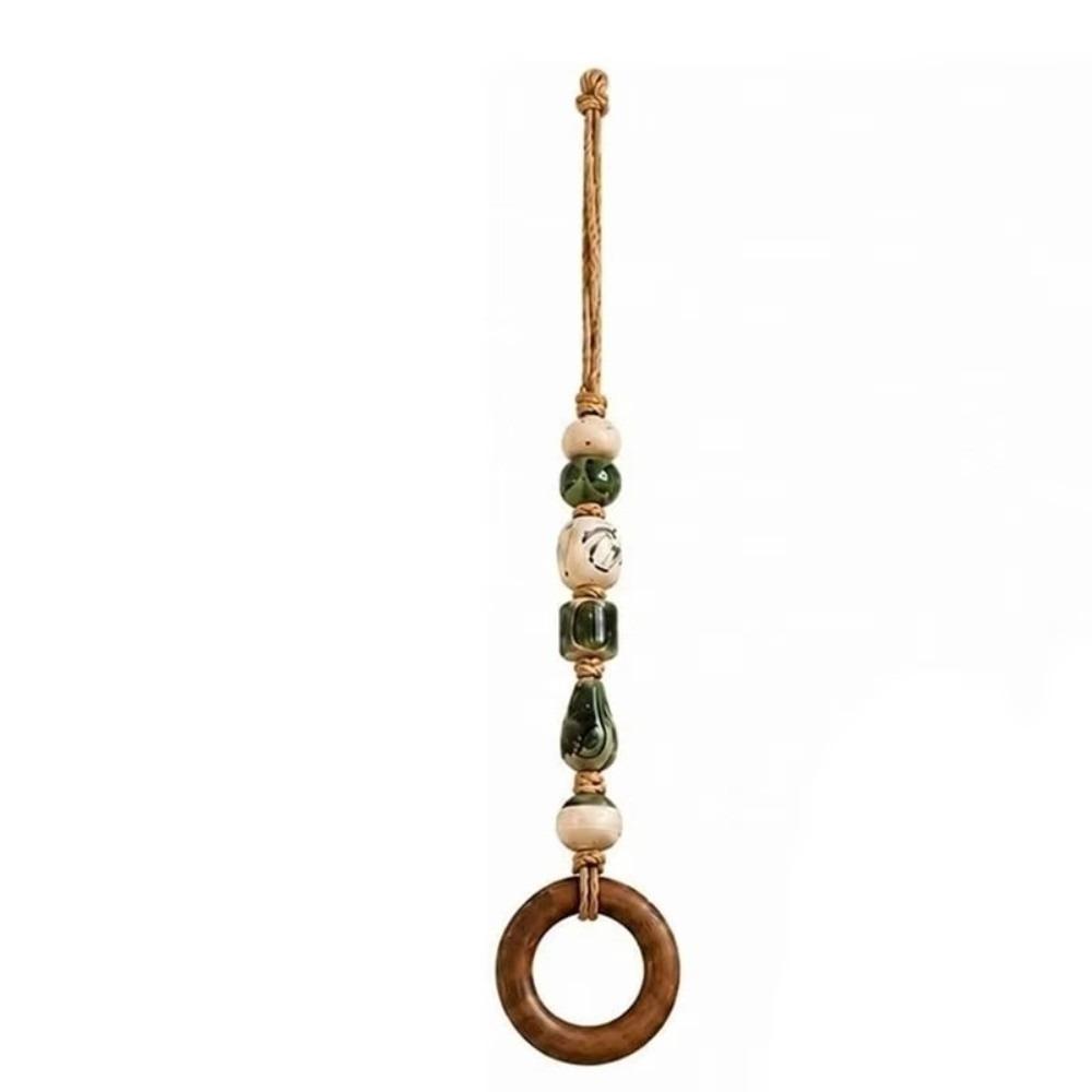 Wooden Ring Beaded Towel Hanger Loop Hanging Strap Towel Hanging Loop Cabinet Door Decor