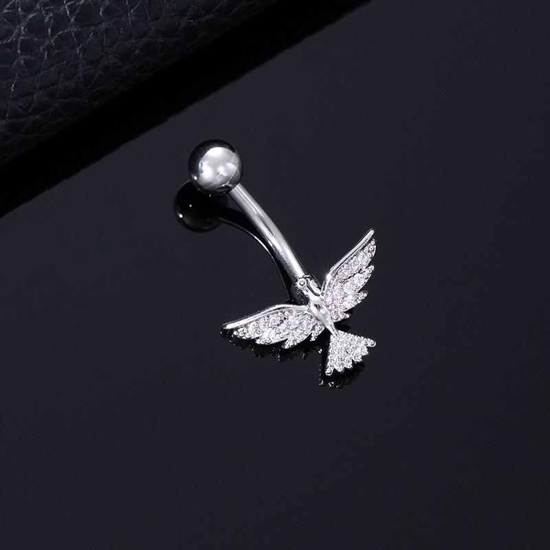 Color Zircon Spiral Piercing Navel Nail Color Butterfly Wind Navel Clip Rabbit Navel Buckle