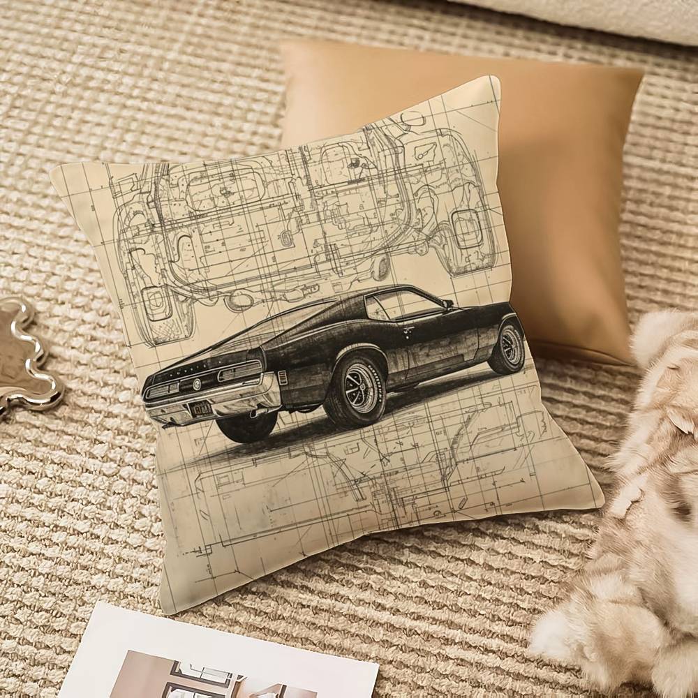 Da Vinci Inspired Sketches Pillow Case Anti-dustmite Invisible zipper Sofa Bed