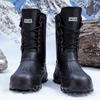 Herren Tarnung Mittelhohe Schneestiefel, Schnürung Dicke Sohle Fleecegefüttert Warm Outdoor Arbeit Baumwollschuhe
