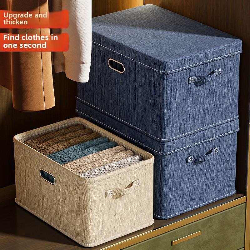 Stoff-Aufbewahrungsboxen mit Deckel, faltbare Schrank-Organizer für Kleidung, Spielzeug und Schlafzimmeraufbewahrung, japanischer Stil