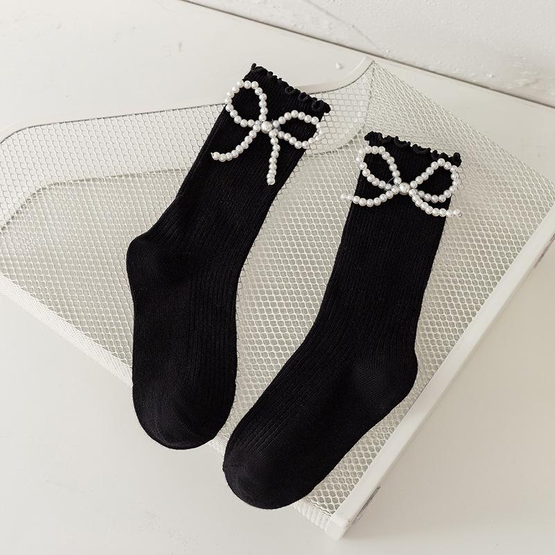 

Girls Cute Ruffle Pearl Bow Cotton Socks M 3-5 years, 14-16cm