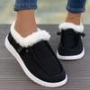 Winter New Large Size Velvet Warm Women's Shoes Flat Bottom Round Head One Pedal Casual Cotton Shoes Women