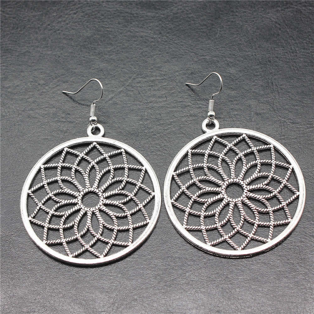 Hängeohrring Pflanze Blume des Lebens Minimalistischer Schmuck Komponenten Ohrringgröße 18x19mm QE020