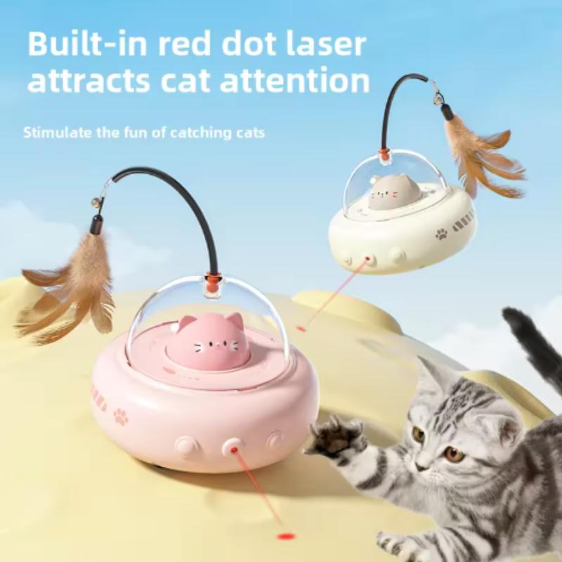 Smart Interactive Cat Toy USB Rechargeable Rotating Feather Automatic Fun Play for Indoor Kittens And Cats Training