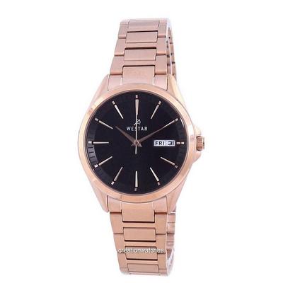 Black Dial Rose Gold Tone Stainless Steel Quartz 40212 PPN 603 Women's Watch
