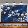 A large 2D flat banner with a blue and silver birthday theme.zyc