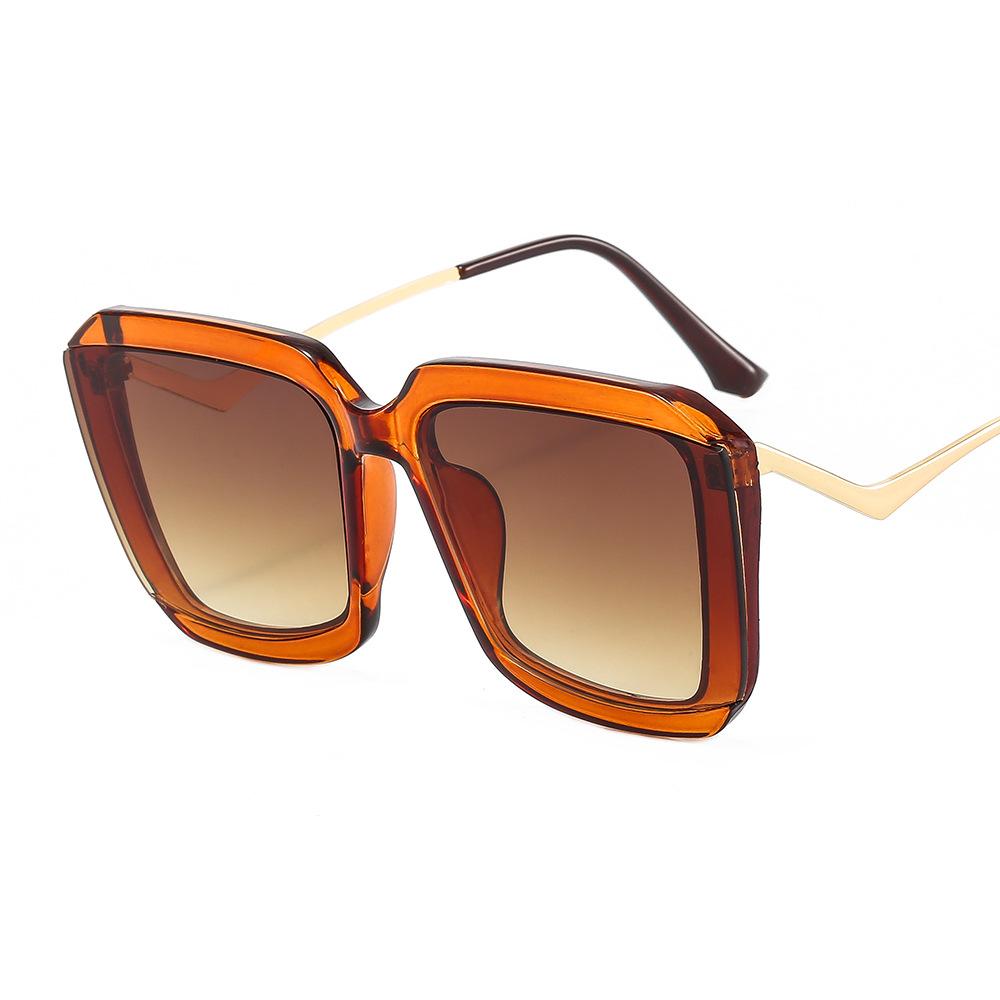 2024 Newest Fashion Colorful Sunglasses Women Curved Metal Leg Oversized Square Sunglasses Logo Customization