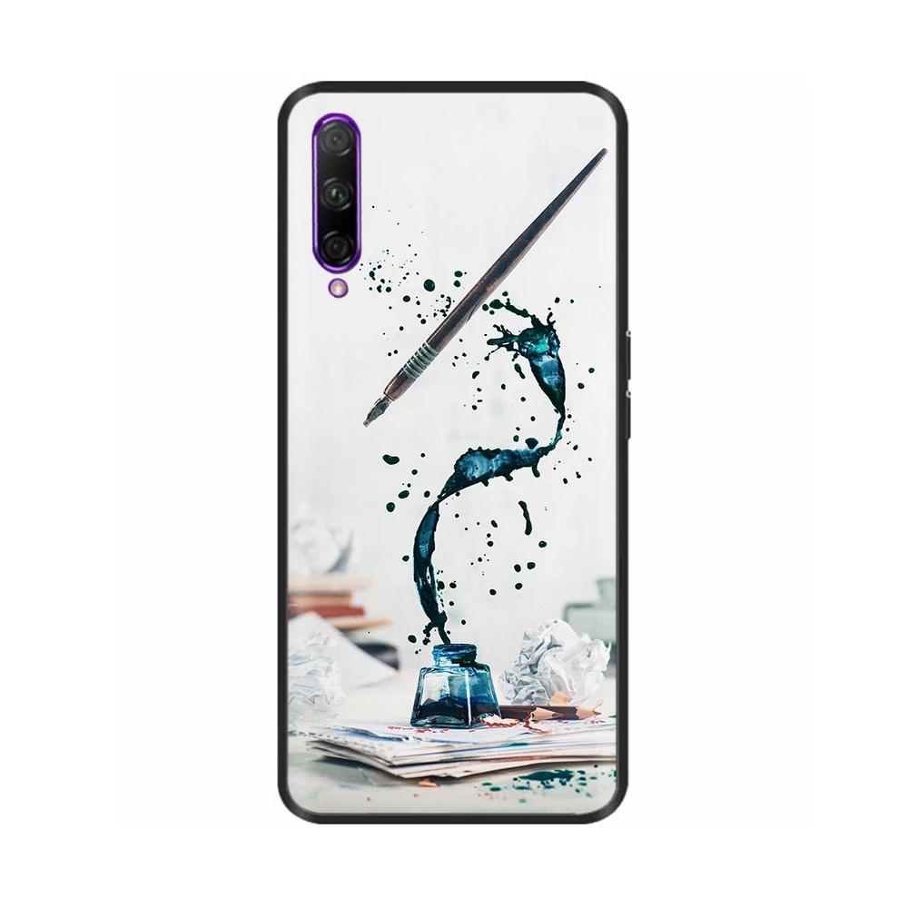 Black Silicone Case For Huawei P Smart Pro Case Cute Soft Cover for Huawei P Smart Pro Fundas PSmart Pro Protective Shell Capas