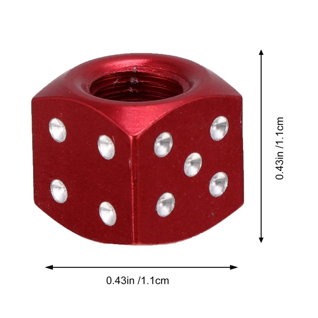 VORCOOL Air Valve Cap for Car, Aluminum Alloy, Red Dice, Tire Valve Cap, Motorcycle, Bicycle, Stylish, Set of 4