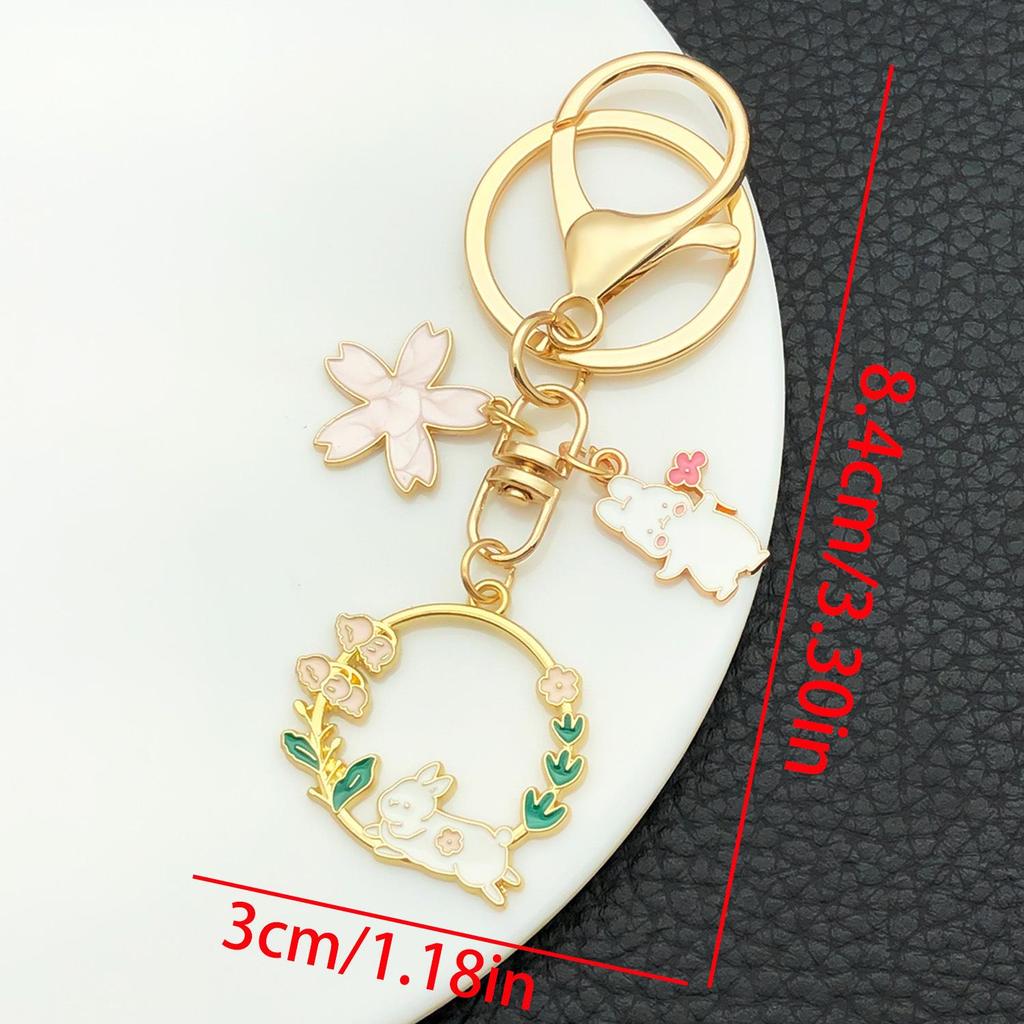 Cartoon Mid-Autumn Pink Bow Rabbit Keychain Pendant